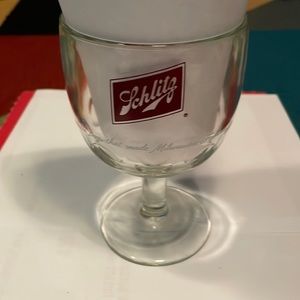 Classic Schlitz Beer footed 6” glass